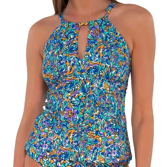 NWT Sunsets Pansy Fields Mia Tankini Swimsuit Floral Print‎ Medium - Picture 1 of 12